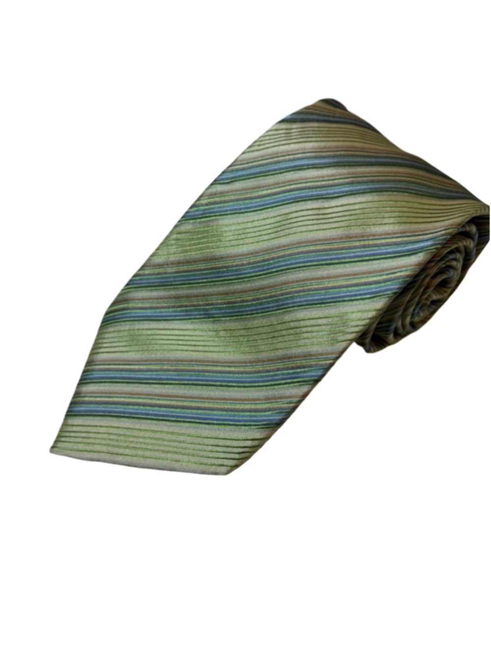 Kenzo Silk Tie Green Blue Striped Made In Italy Designer Neck Tie Luxury